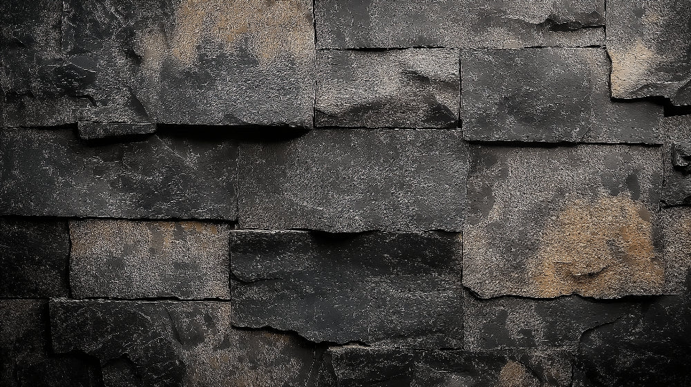 Black textured stone wallpaper design file showing detailed slate pattern and surface variations