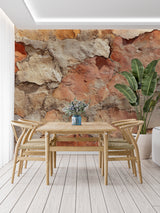 Stone effect wall covering transforming a contemporary bedroom