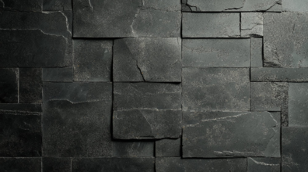 Black 3D stone block wallpaper design file showing detailed texture and dimensional effect pattern