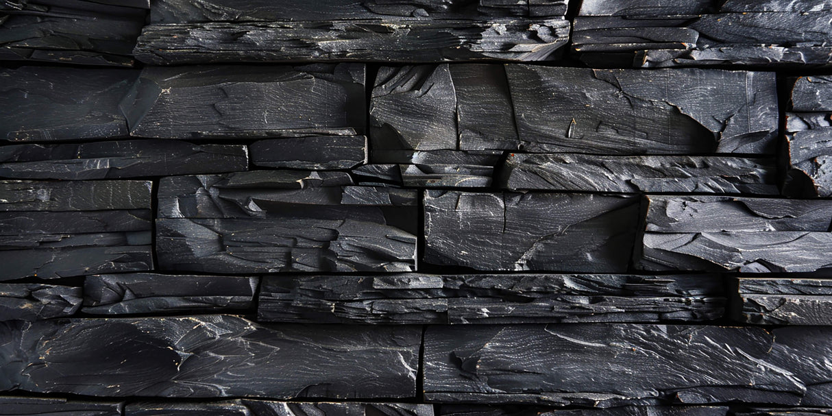 Black slate stone wallpaper design file showing textural details and natural pattern