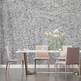 Stone texture mural creating an upscale look in a modern bathroom design