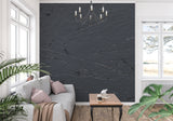 Slate stone wallpaper adding texture to an industrial-style kitchen