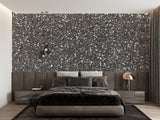 Sparkly stone wallpaper adding luxury to a hotel lobby setup