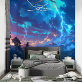 Anime Lightning Wall Mural in contemporary living room setting