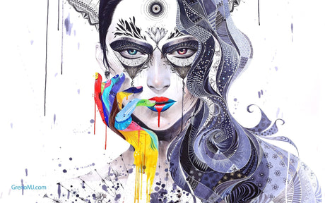 Street art mandala portrait design file showing intricate pattern details and color transitions