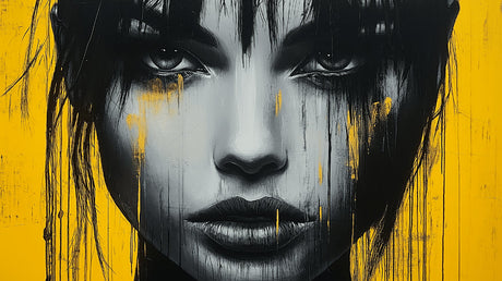 Street art portrait design file showing detailed black and yellow artistic pattern