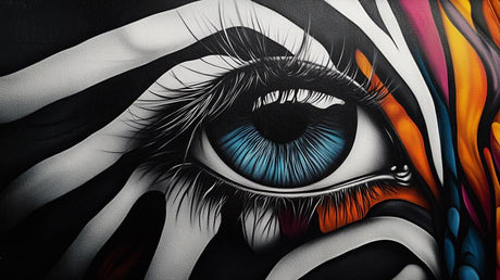 Blue eye street art wallpaper design file showing intricate details and vibrant color palette