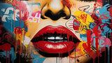 Red lips street art wallpaper design file showing vibrant colors and graffiti details