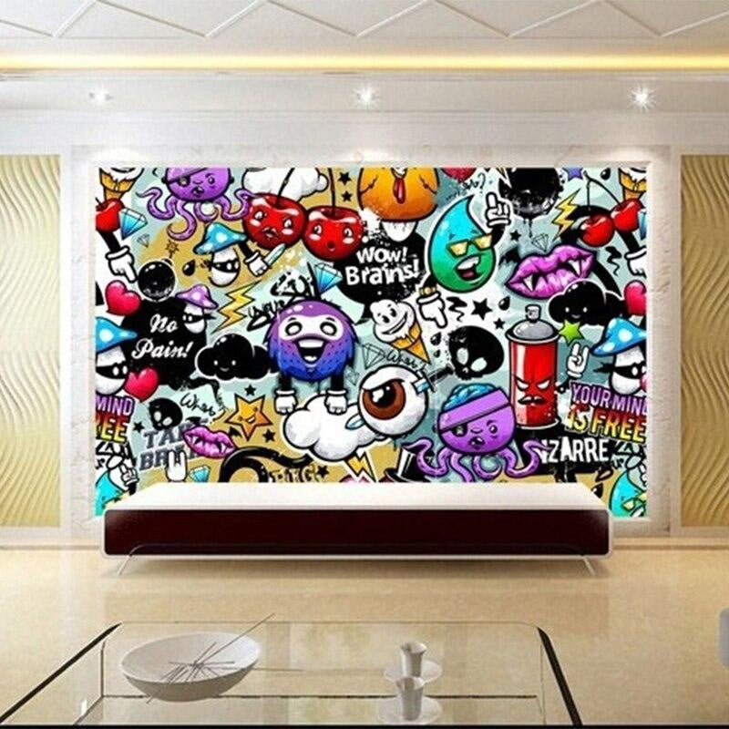 Urban art mural creating atmosphere in music studio space