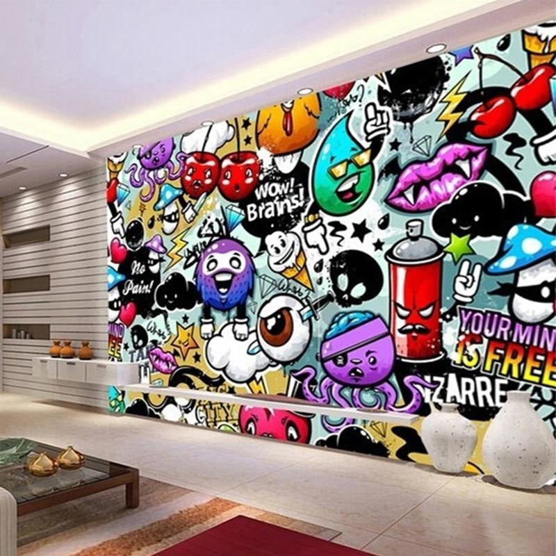 Street art wallpaper bringing energy to dance studio wall