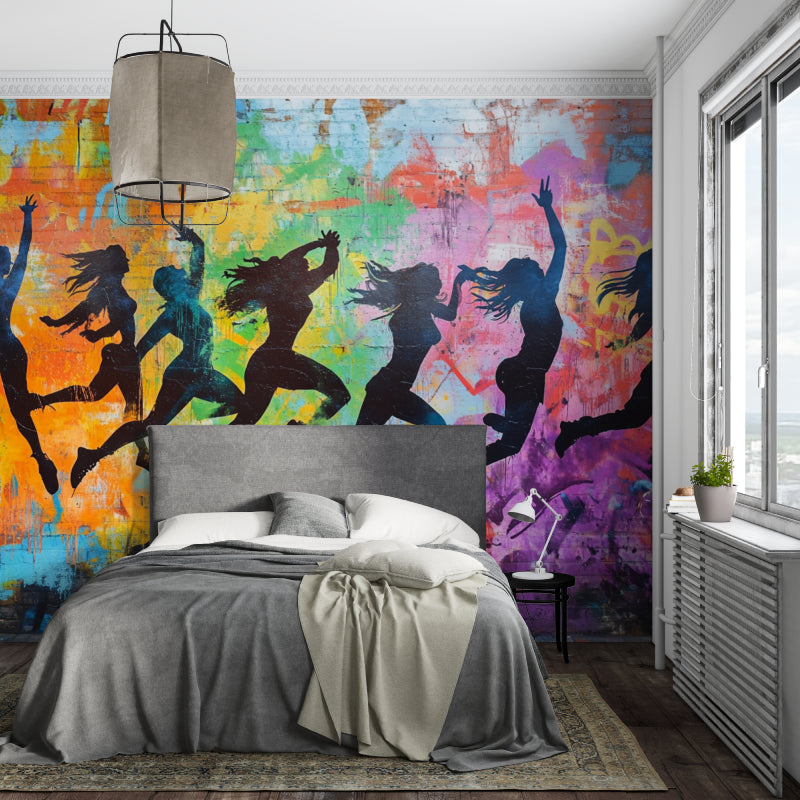 Graffiti dance wallpaper transforming dance studio with vibrant energy