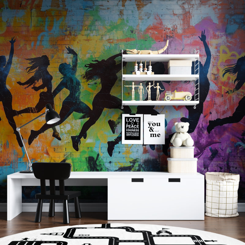 Street art mural adding urban flair to contemporary office space