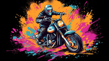 Street art motorcycle design file showing detailed paint splashes and color composition