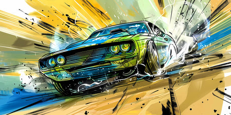 Street art racing car wallpaper design file showing vibrant colors and dynamic pattern details