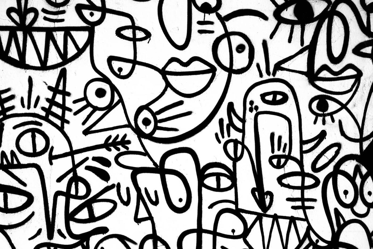 Street Art Wallpaper design file showing detailed black and white graffiti pattern