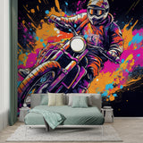 Urban street art wallpaper transforming home office space