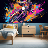 Motorcycle graffiti design adding character to modern living room