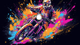 Street art motorcycle design file showing vibrant color splashes and urban details