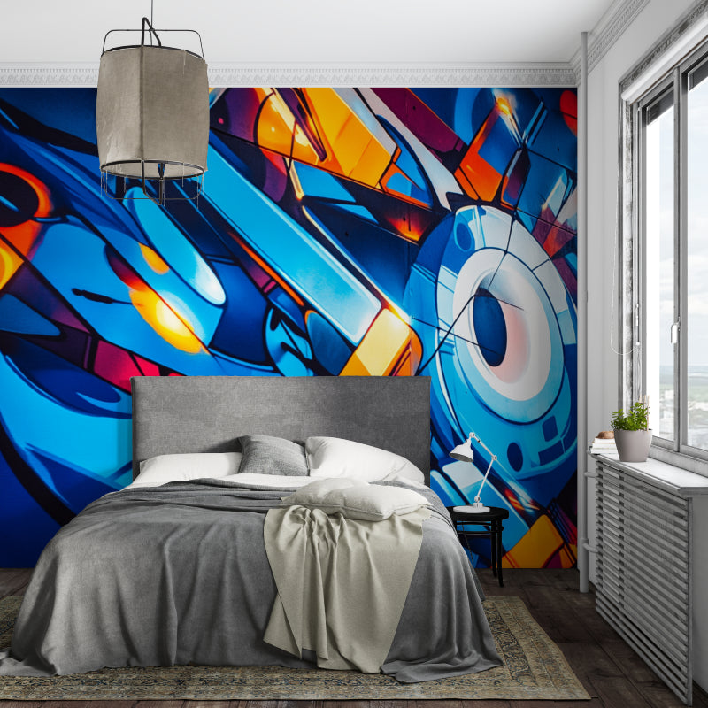Street art mural adding creative energy to home office space