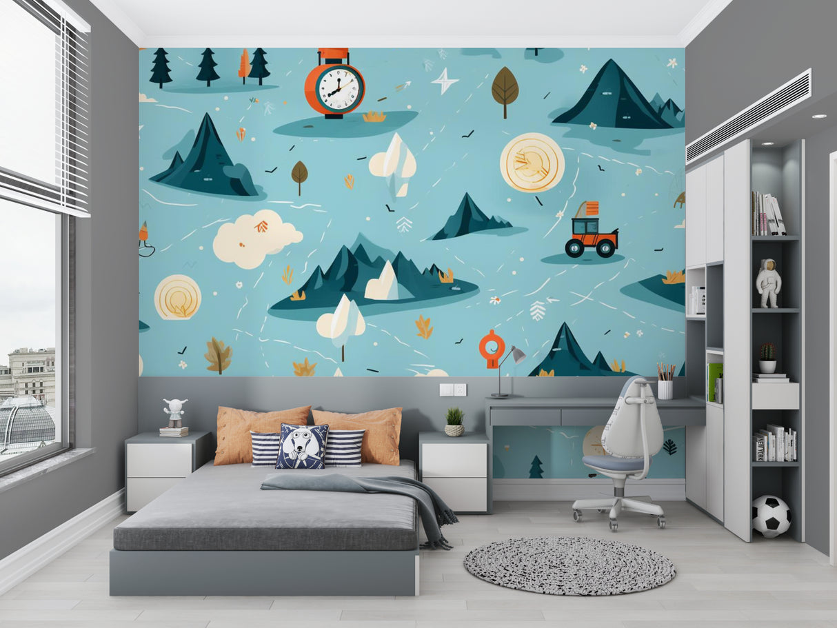 Street art mural displayed in teen bedroom showing vibrant galaxy colors