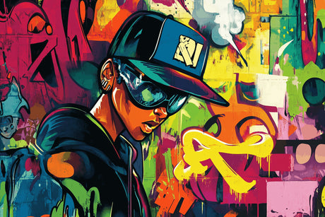 Street art wallpaper design file showing detailed urban graffiti pattern and vibrant color scheme