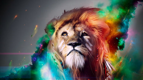 Street art portrait wallpaper design file showing detailed color bursts and pattern work