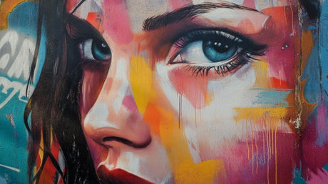 Urban graffiti portrait design file showing vibrant color detail and artistic elements