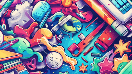Vibrant abstract graffiti design file showing full pattern with dynamic color splashes