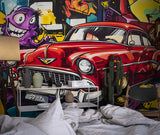 Street art wall mural installed in modern apartment