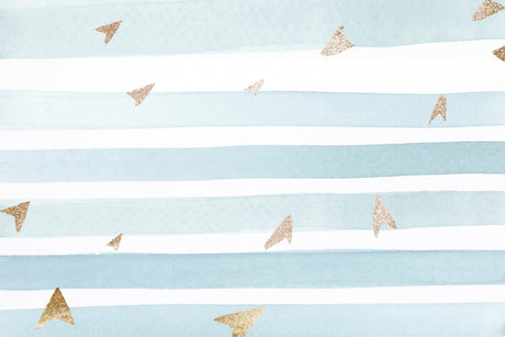 Design file of blue and white striped pattern with delicate gold paper planes