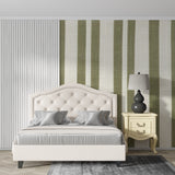 Hallway showcasing vertical green stripe pattern making the space appear taller
