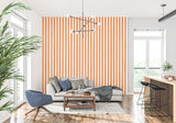 Modern orange stripe pattern making a hallway feel taller and more open