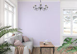 Purple striped wallpaper making a small living room appear larger and brighter