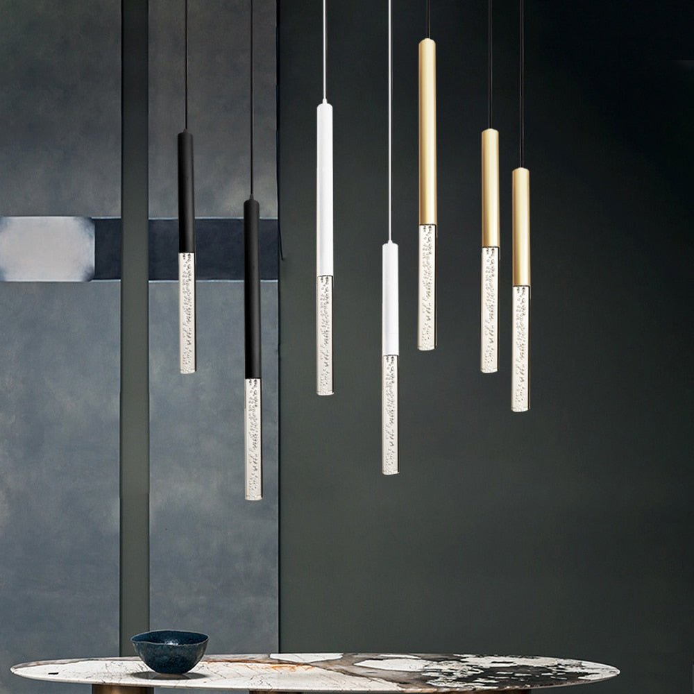 Modern LED Pendant Light  Crystal Aluminum Tube Design - Detailed view