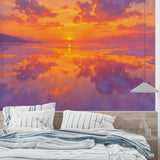 Mountain lake wall mural bringing nature views to home office space