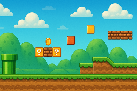 Gamer Mural Wallpaper  Super Mario Retro Gaming Scene - Wallpaper application example