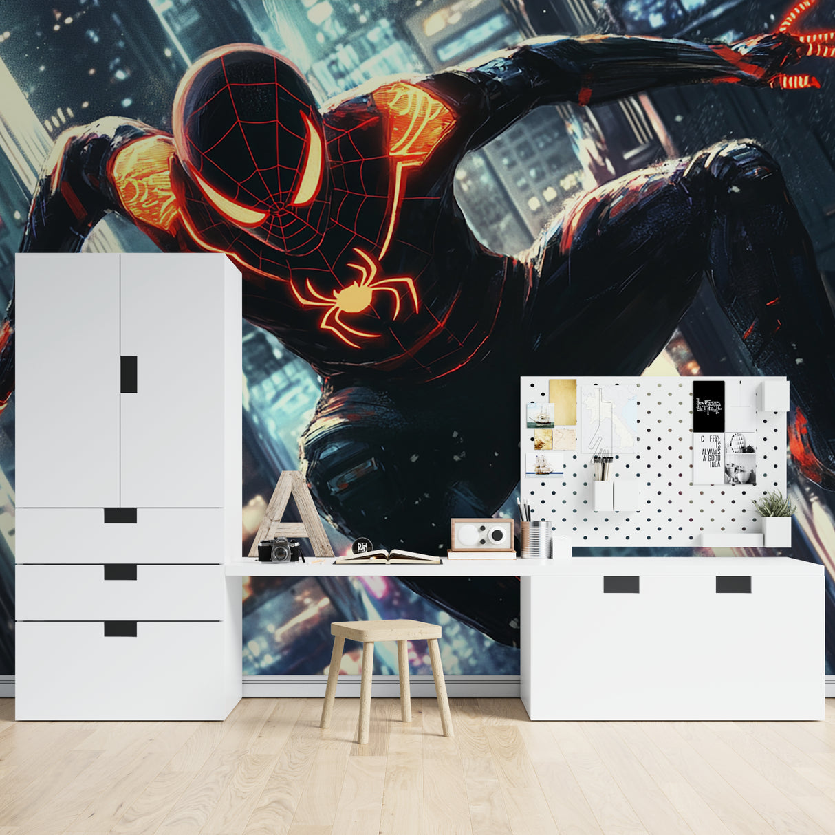 Action hero mural bringing character to media room space