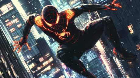 High resolution design file of black and red spider hero pattern
