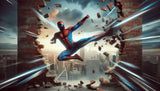 Superhero action scene design file showing detailed 3D effects and dynamic motion