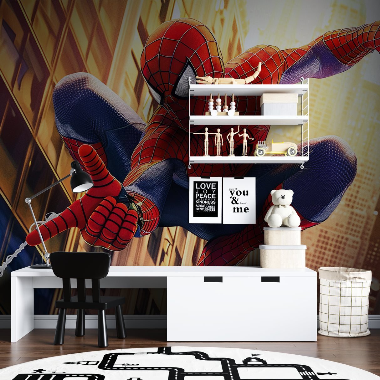 Action hero mural making impact in a contemporary gaming room