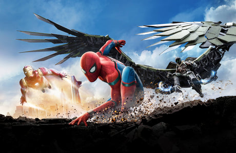 Spider-Man action scene design file showing detailed superhero pattern and dramatic effects