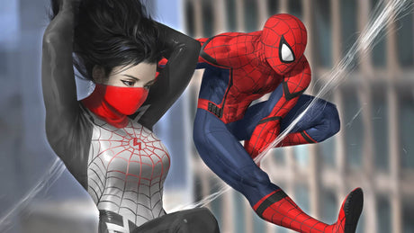 Spider-Man and Gwen design file showing detailed superhero artwork pattern