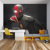 Spider-Man wall design in contemporary kids bedroom with modern furniture