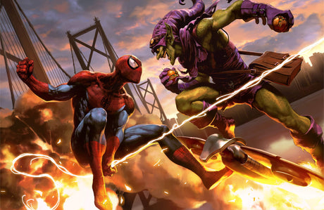Spider-Man battle scene design file showing full pattern and intense color detail