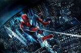 Spider-Man design file showing detailed night cityscape pattern with web-slinger in action