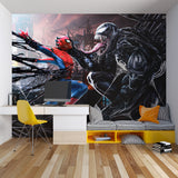 Action hero wallpaper transforming a kids play area into an epic scene