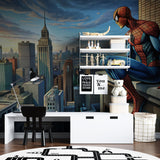 Superhero wall art in collector's room showing detail