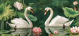 Swan lake wallpaper creating a peaceful atmosphere in a modern living room with soft natural lighting