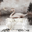 Swan Princess wall mural bringing magic to a girl's bedroom with soft pink accents and dreamy atmosphere