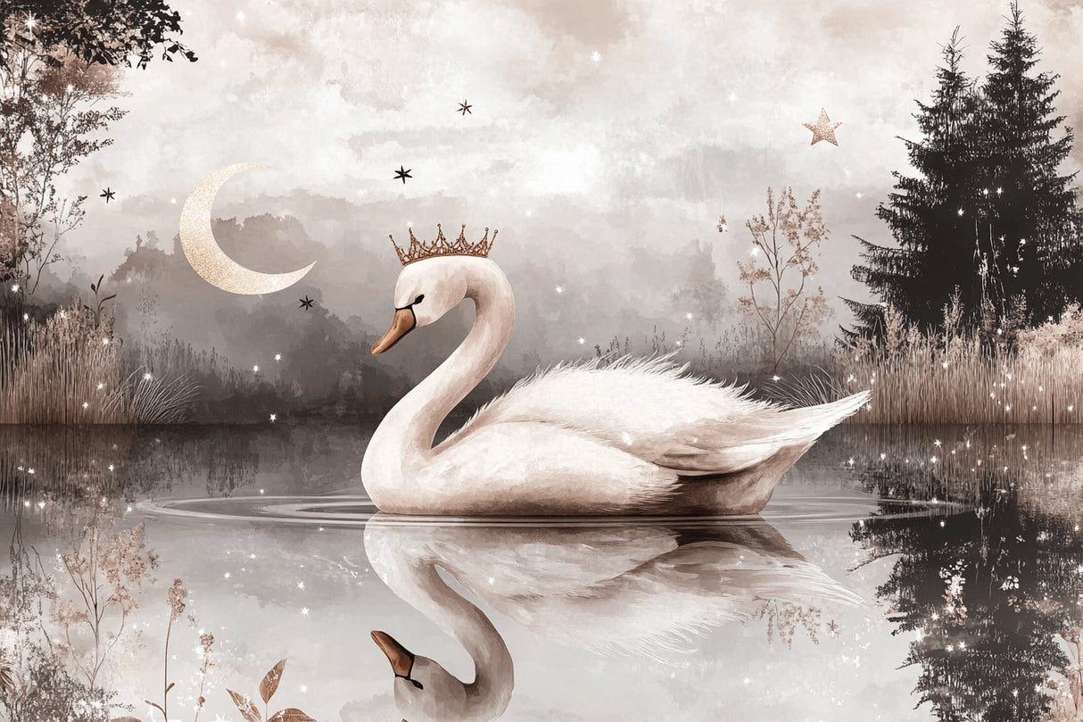 Swan Princess design file showing detailed crown pattern and moonlit water scene